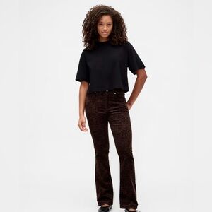 Gap Leopard Print Mid-Rise Universal Baby-Boot Corduroy Pants Mobwife BoHo NWT